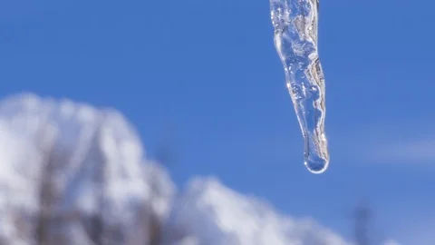 Icicle melting, mountain , close up, drop Stock Footage 86074185