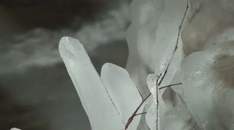 Icicle In AN River Stock Footage 982725