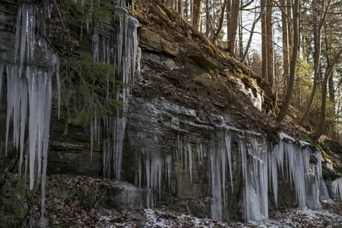 Icicle wall 8K Stock Footage 151713095