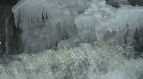 Icicles Above An Waterfall Stock Footage 982748