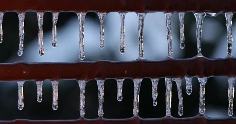 Icicles are melting , Melting Icicles , Drops From Melting Snow, Water drop Stock Footage 152810740