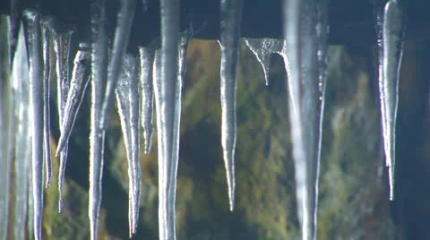 Icicles in cave. Stock Footage 27157933