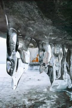 Icicles in the cave Foto stock
