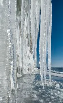 Icicles close-up and drops Stock Photos