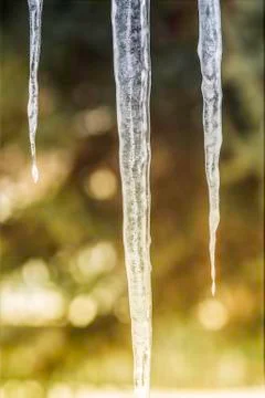 Icicles close-up view. Icicles close up. Icicles macro view. Icicles winter v Stock Photos