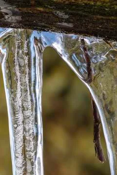 Icicles close-up view. Icicles close up. Icicles macro view. Icicles winter v Stock Photos