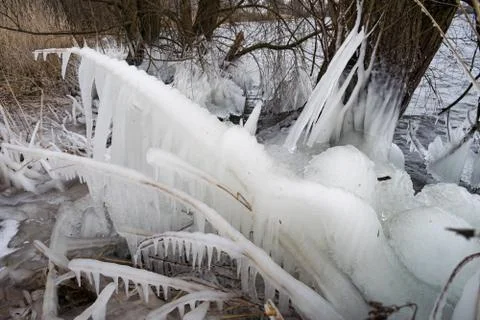 Icicles during Cold Spell Stock Photos