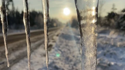 Icicles on the fan of the sun. Stock Footage 233081662
