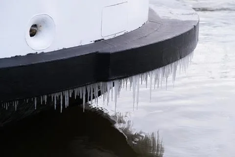 Icicles on a ferry Stock Photos
