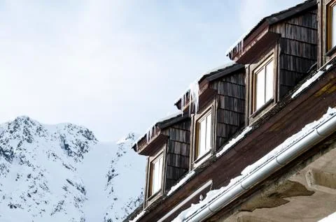 Icicles Hanging from the Dormers Stock Photos