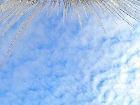 Icicles hanging from the edge Foto stock