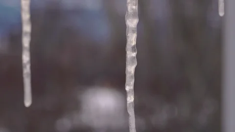 Icicles hanging near the window close-up Stock Footage 103513118