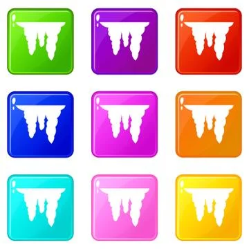Icicles icons 9 set 스톡 일러스트