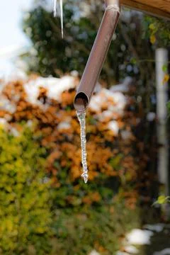 Icicles indicate severe frost Stock Photos