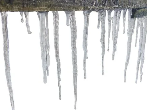 Icicles isolated on white background Photos