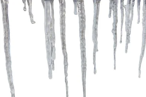 Icicles isolated on white background Photos