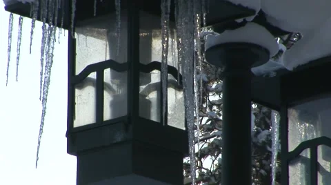 Icicles On Lamppost Stock Footage 44781684