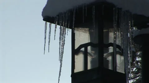 Icicles On Lamppost Stock Footage 44781843