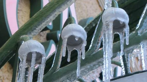 Icicles on a Lantern Stock Photos