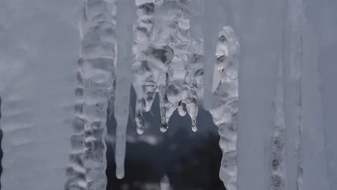 Icicles melting down Stock Footage 132251651