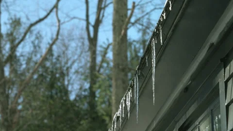 Icicles Melting, End of Winter &amp; Spring Thaw Stock Footage 303304867