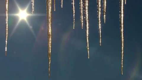 Icicles melting in the sun Video stock 220021108