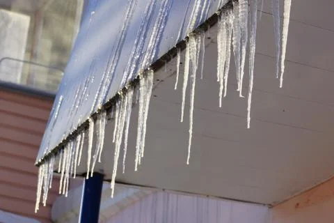Icicles on the office building 스톡 사진