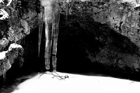 Icicles at Old Quartz Mine 库存照片