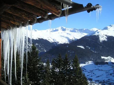 Icicles over Davos Fotos Stock