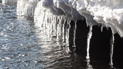 Icicles Over Water Surface 스톡 동영상 85924883