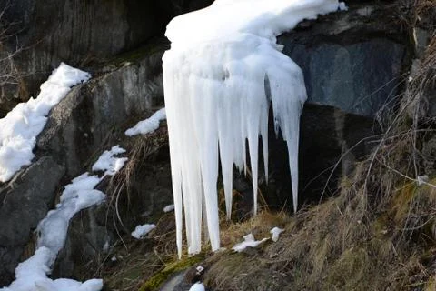 Icicles Rock Landscape Stock Photos