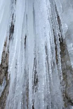 Icicles in the rock Stock Photos