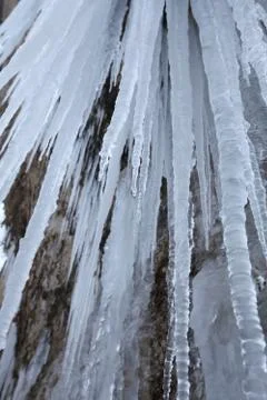 Icicles in the rock Stock Photos