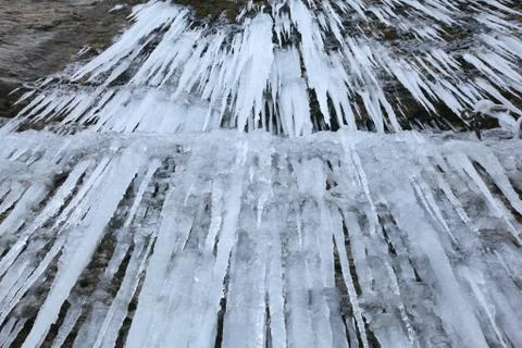 Icicles in the rock Stock Photos