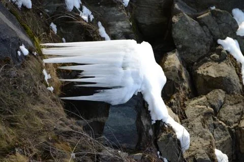 Icicles Rock Portrait Stock Photos