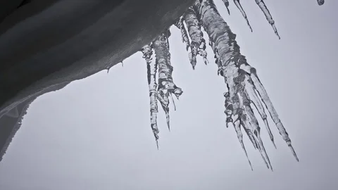 Icicles on the roof Stock Footage 83645561