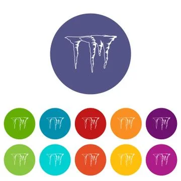 Icicles set icons 스톡 일러스트