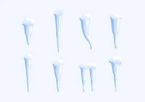 Icicles Set Isolated on Light Background Illustrazione stock