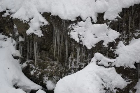 Icicles with snow Foto stock