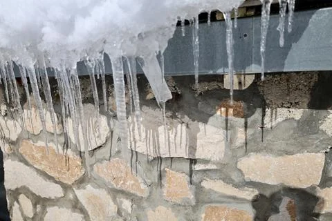 Icicles stone wall Stock-Fotos