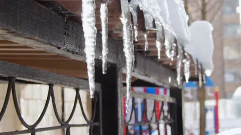 Icicles in the sunlight. Stock Footage 170151333