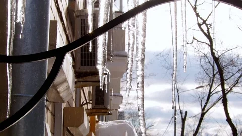 Icicles in the sunlight. Stock Footage 170151341