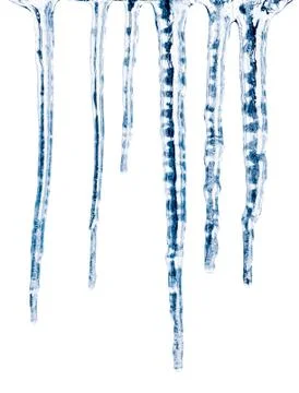 Icicles which are hanging down from a roof Stock Photos
