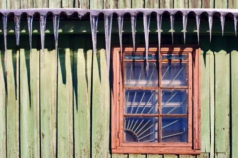 Icicles which are hanging down Stock Photos