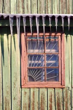 Icicles which are hanging down Stock Photos