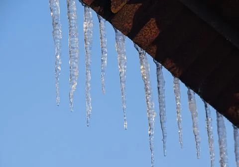 Icicles on a winter day 스톡 사진