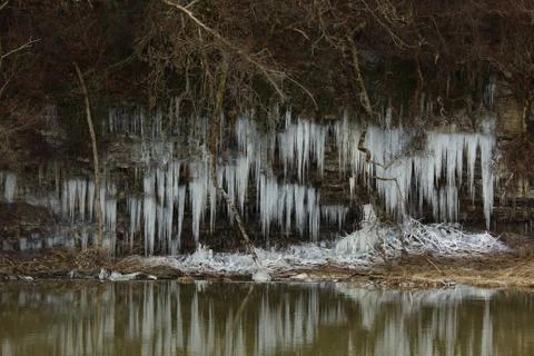 Icicles in the winter Stock Photos