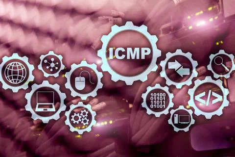 ICMP. Internet Control Message Protocol. Network concept. Server room on Ilustração Stock