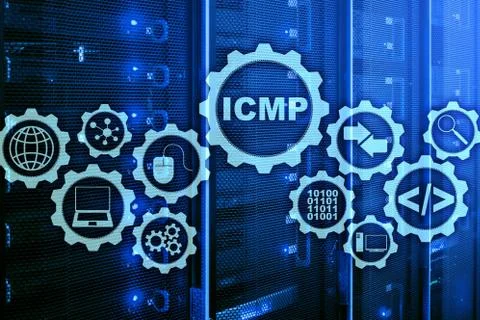 ICMP. Internet Control Message Protocol. Network concept. Server room on Stock Photos