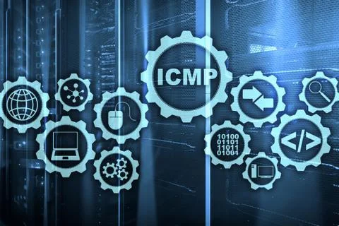 ICMP. Internet Control Message Protocol. Network concept. Server room on Stock Photos